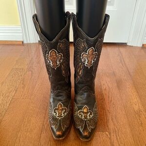 Corral Women Sz 7 Sequin Distressed Brown Leather Boots Rodeo Festival Cowgirl